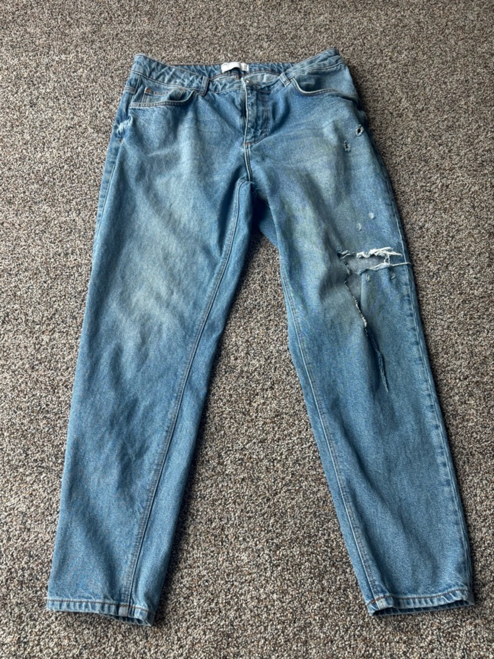 ASOS Design Distressed Jeans Mens 34x34 Light Wash Straight Denim Ripped Grunge